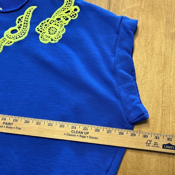 GAELLE BONHEUR PARIS Sweatshirt Womens OS Blue Oversized Slouchy Pullover - Picture 9 of 12